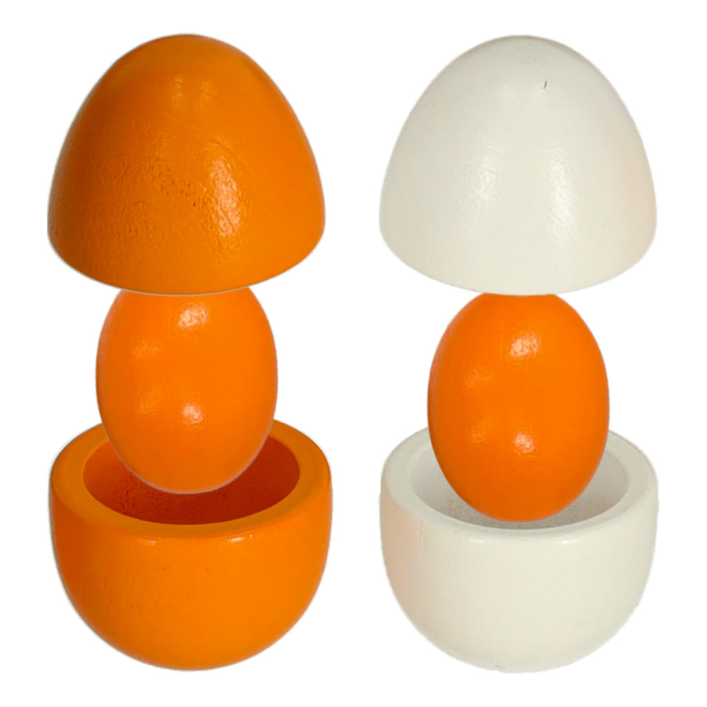 Oua de jucarie, Zola®, detasabile, cu galbenusuri din lemn, 6 buc si cutie depozitare, 15.5x10x6 cm Oua de jucarie, Zola®, detasabile, cu galbenusuri din lemn, 6 buc si cutie depozitare, 15.5x10x6 cm